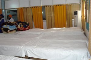 Sukhasan Room at DSGMC's GurUpdesh Publishing Center<BR>Normally this is all the visitors will see. The story of respect in behind the scenes, off limits to the public.