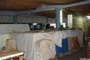 Hundereds of Saroops of Guru Granth Sahib Ji stacked like bricks, dozens of such stacks were in the complex.