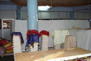 Hundereds of Saroops of Guru Granth Sahib Ji stacked like bricks, dozens of such stacks were in the complex.